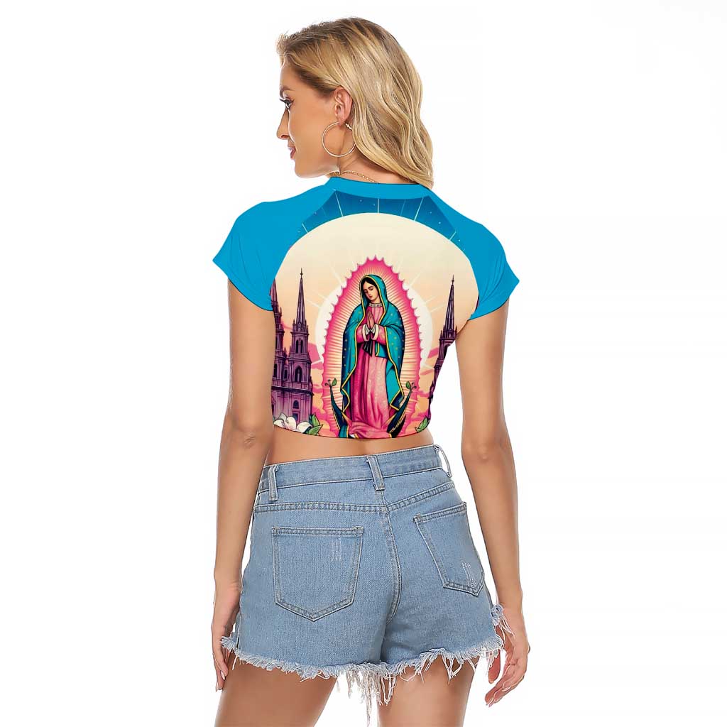 Our Lady of Guadalupe Raglan Cropped T Shirt Virgin Mary of Mexico - Wonder Print Shop