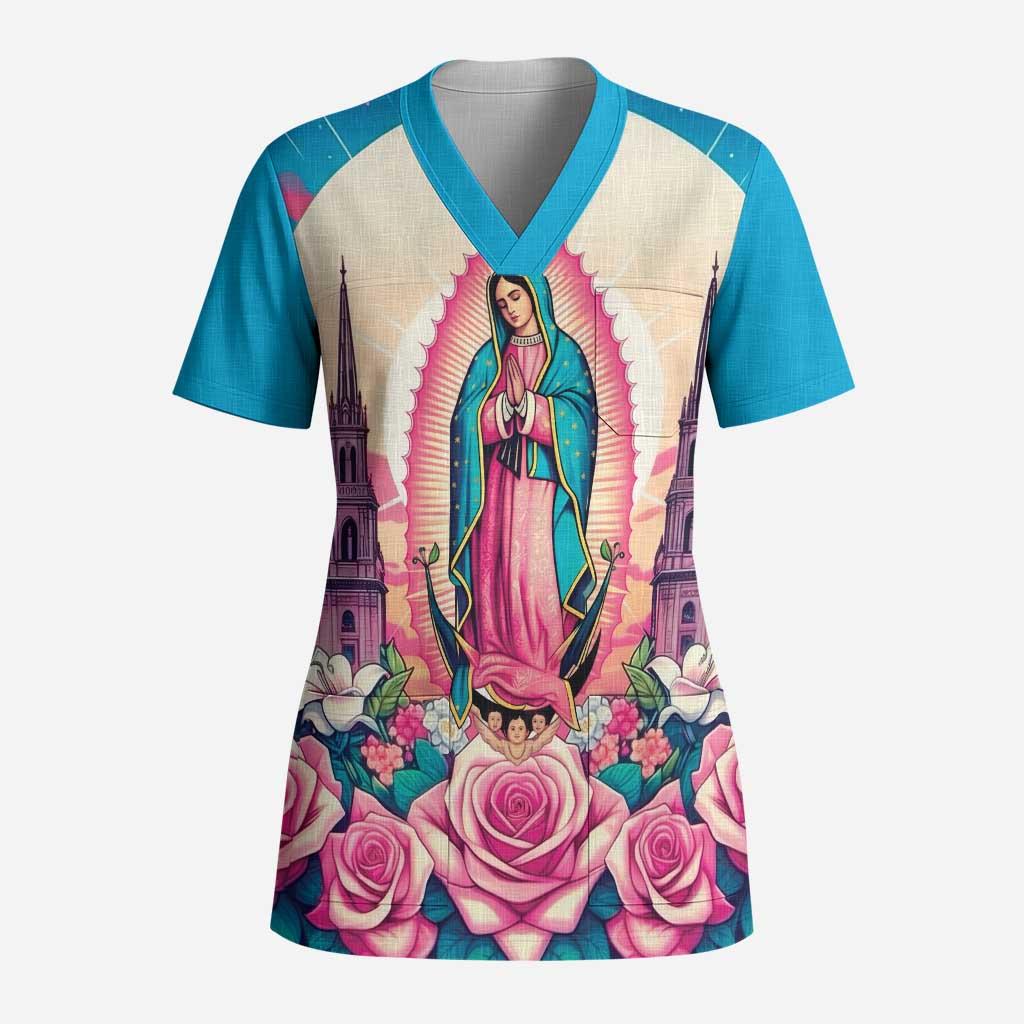 Our Lady of Guadalupe Scrub Top Virgin Mary of Mexico - Wonder Print Shop