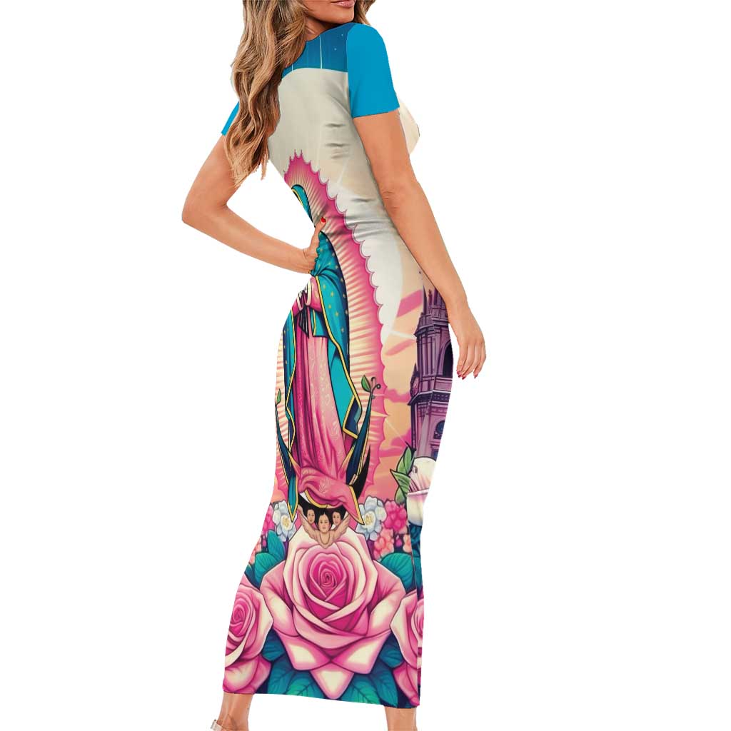 Our Lady of Guadalupe Short Sleeve Bodycon Dress Virgin Mary of Mexico - Wonder Print Shop