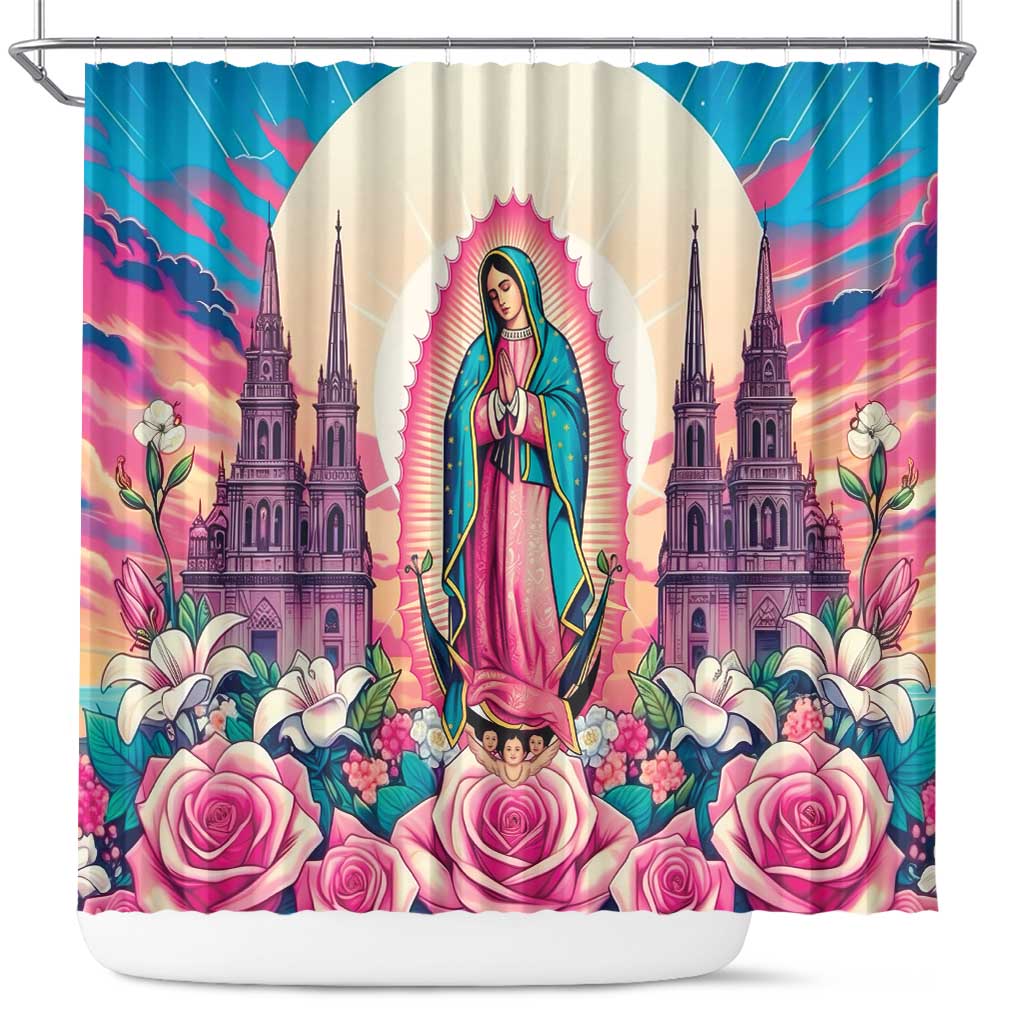 Our Lady of Guadalupe Shower Curtain Virgin Mary of Mexico - Wonder Print Shop