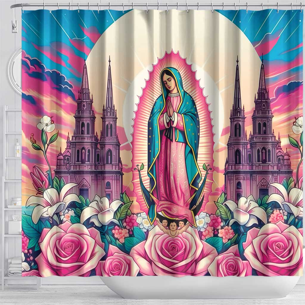Our Lady of Guadalupe Shower Curtain Virgin Mary of Mexico - Wonder Print Shop