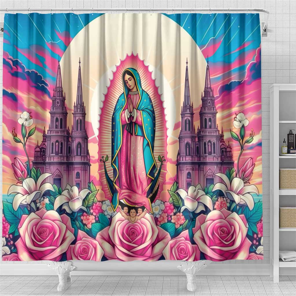 Our Lady of Guadalupe Shower Curtain Virgin Mary of Mexico - Wonder Print Shop