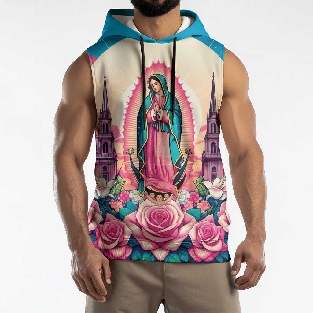 Our Lady of Guadalupe Sleeveless Hoodie Virgin Mary of Mexico - Wonder Print Shop
