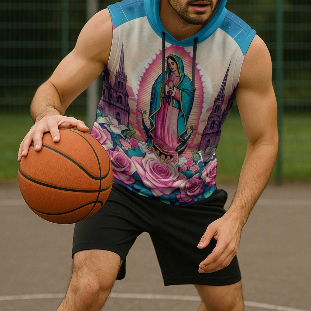 Our Lady of Guadalupe Sleeveless Hoodie Virgin Mary of Mexico - Wonder Print Shop