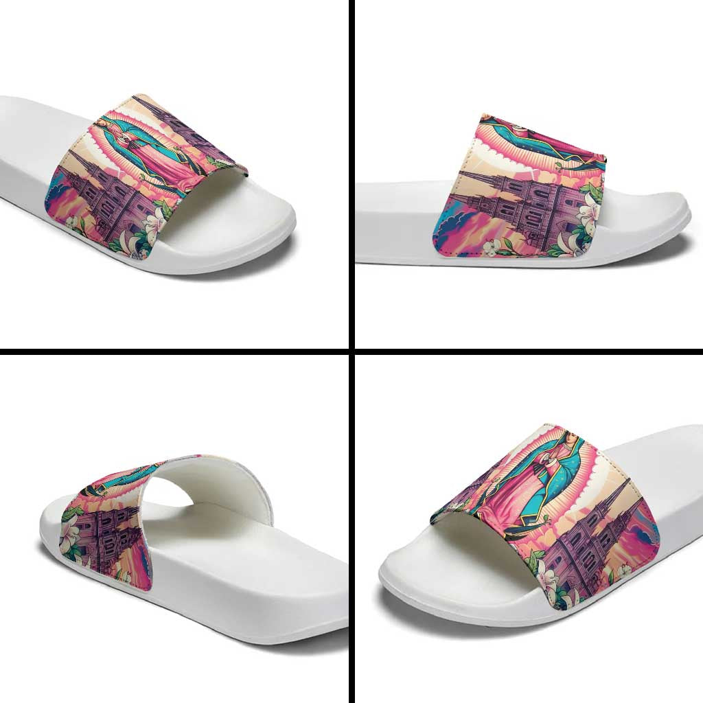 Our Lady of Guadalupe Slide Sandals Virgin Mary of Mexico - Wonder Print Shop