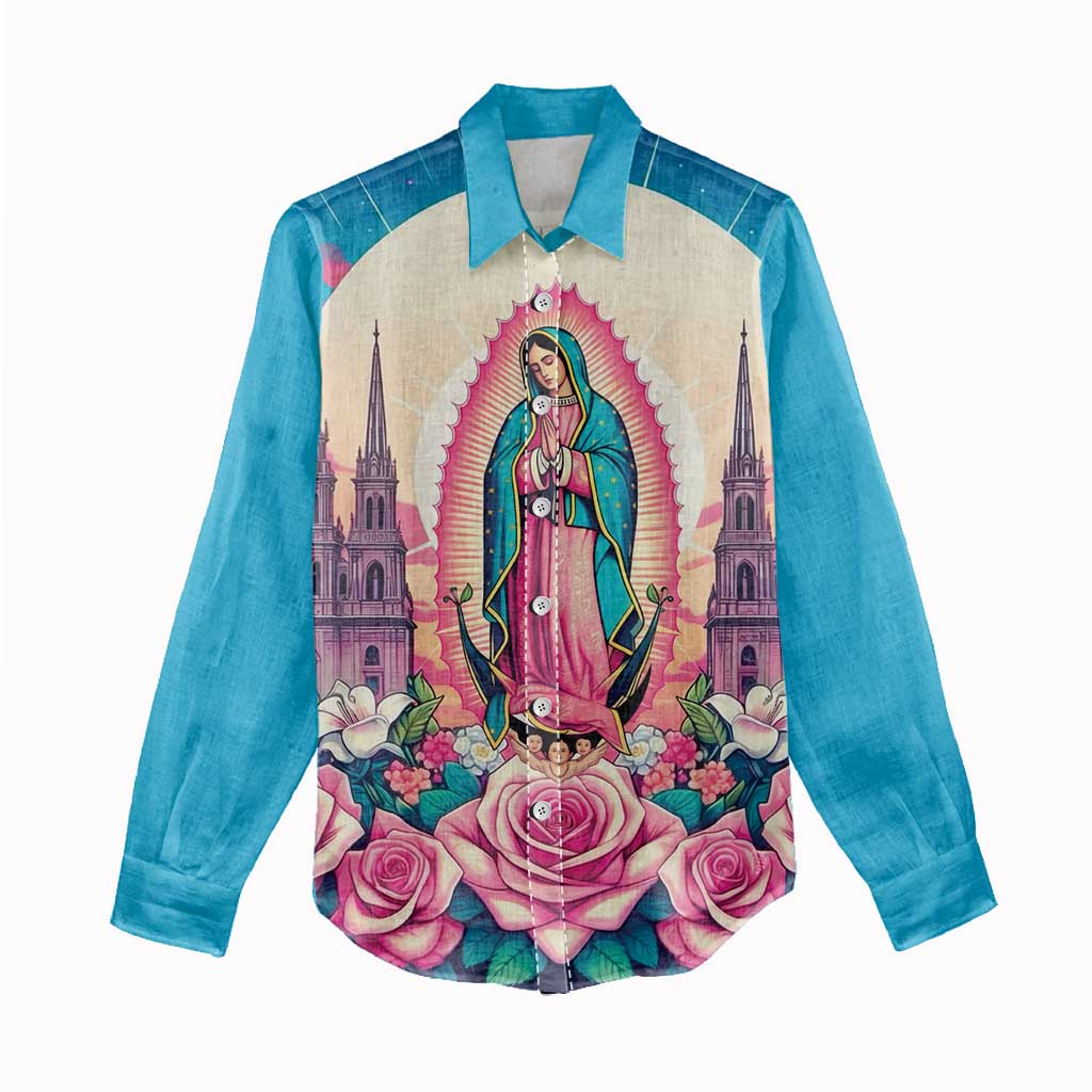 Our Lady of Guadalupe Women Casual Shirt Virgin Mary of Mexico - Wonder Print Shop