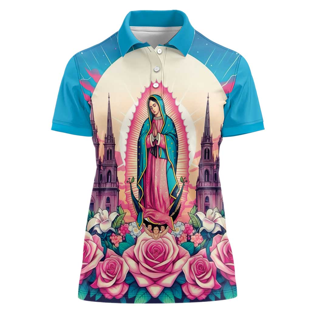 Our Lady of Guadalupe Women Polo Shirt Virgin Mary of Mexico - Wonder Print Shop