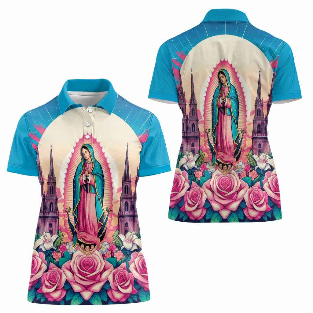 Our Lady of Guadalupe Women Polo Shirt Virgin Mary of Mexico - Wonder Print Shop
