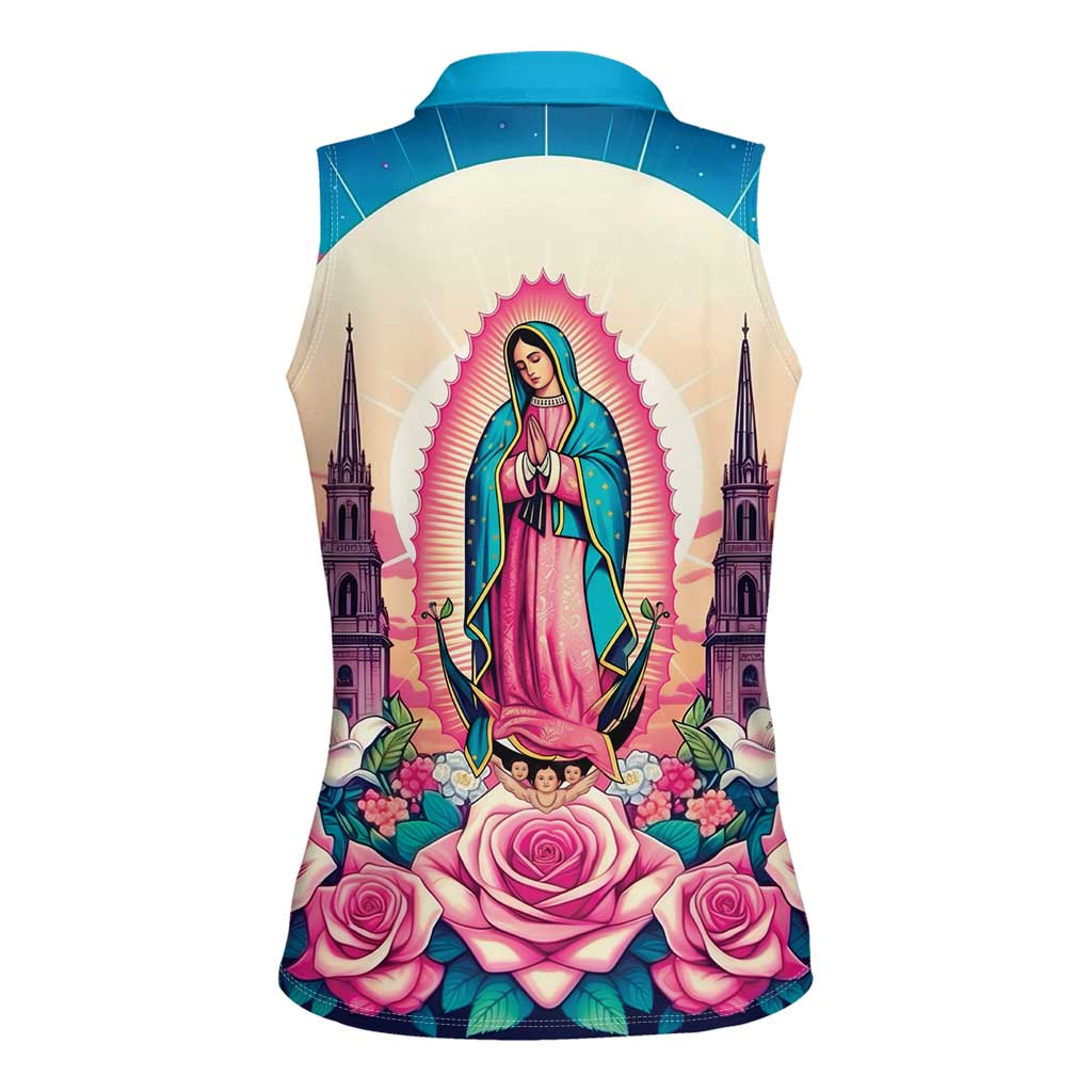 Our Lady of Guadalupe Women Sleeveless Polo Shirt Virgin Mary of Mexico - Wonder Print Shop