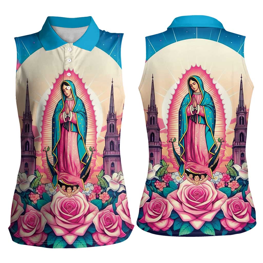 Our Lady of Guadalupe Women Sleeveless Polo Shirt Virgin Mary of Mexico - Wonder Print Shop