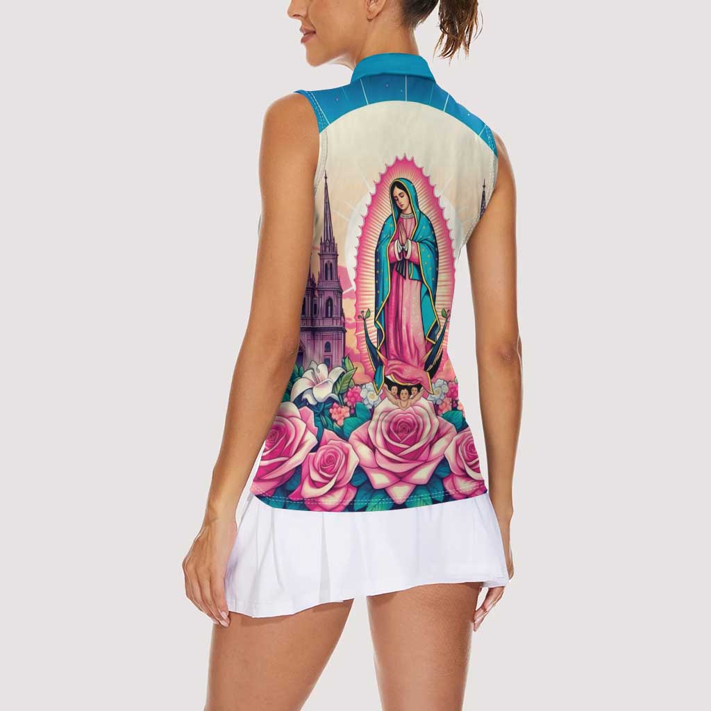 Our Lady of Guadalupe Women Sleeveless Polo Shirt Virgin Mary of Mexico - Wonder Print Shop