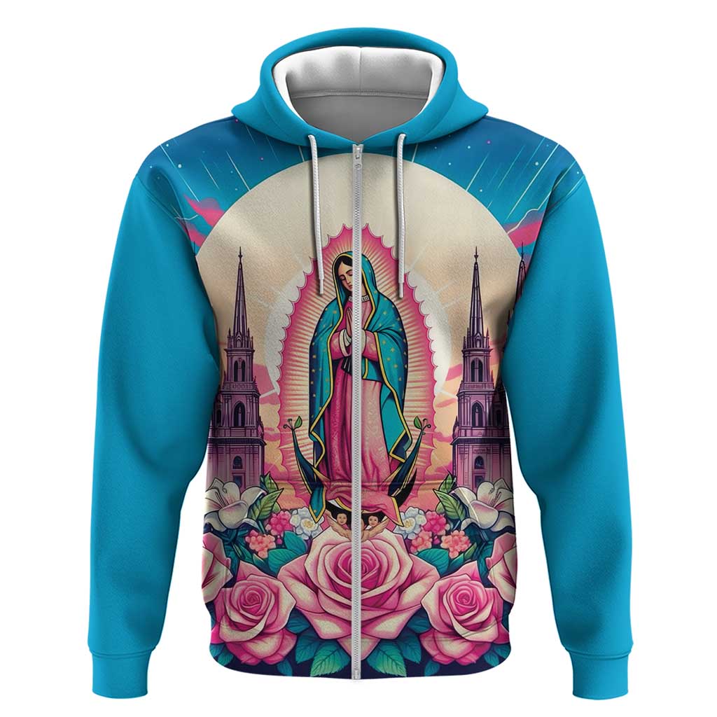 Our Lady of Guadalupe Zip Hoodie Virgin Mary of Mexico - Wonder Print Shop