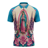 Our Lady of Guadalupe Zipper Polo Shirt Virgin Mary of Mexico - Wonder Print Shop