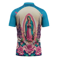 Our Lady of Guadalupe Zipper Polo Shirt Virgin Mary of Mexico - Wonder Print Shop