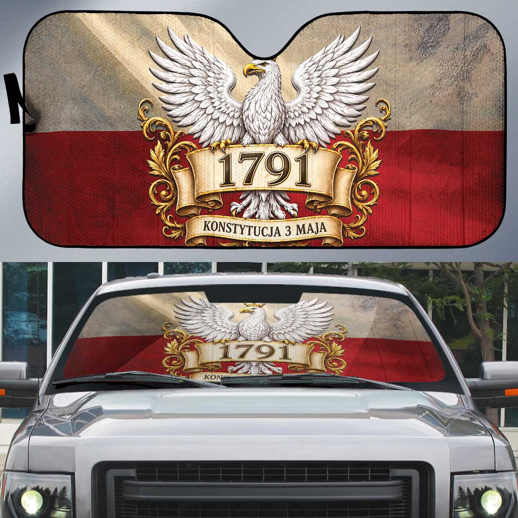 Poland Constitution Day 1791 Auto Sun Shade Polska Konstytucja 3 Maja Pride White Eagle