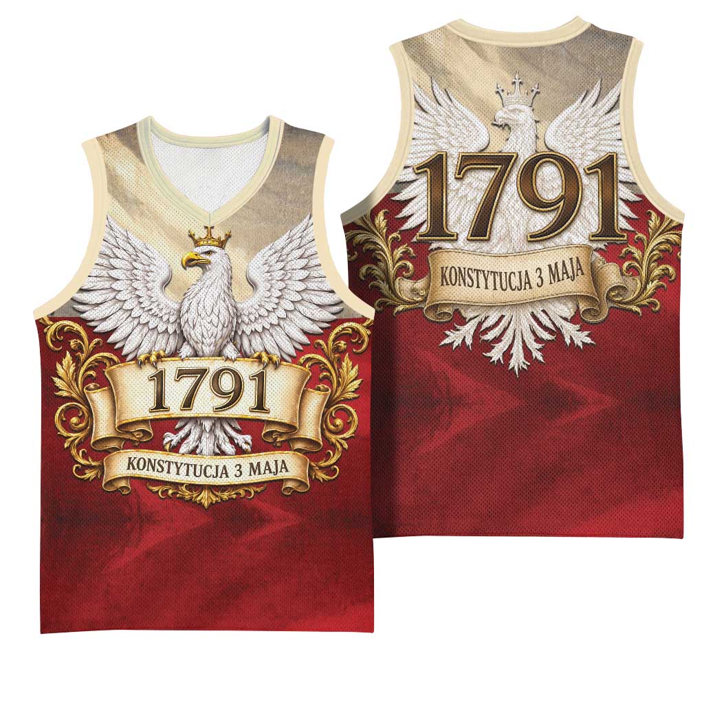 Poland Constitution Day 1791 Basketball Jersey Polska Konstytucja 3 Maja Pride White Eagle