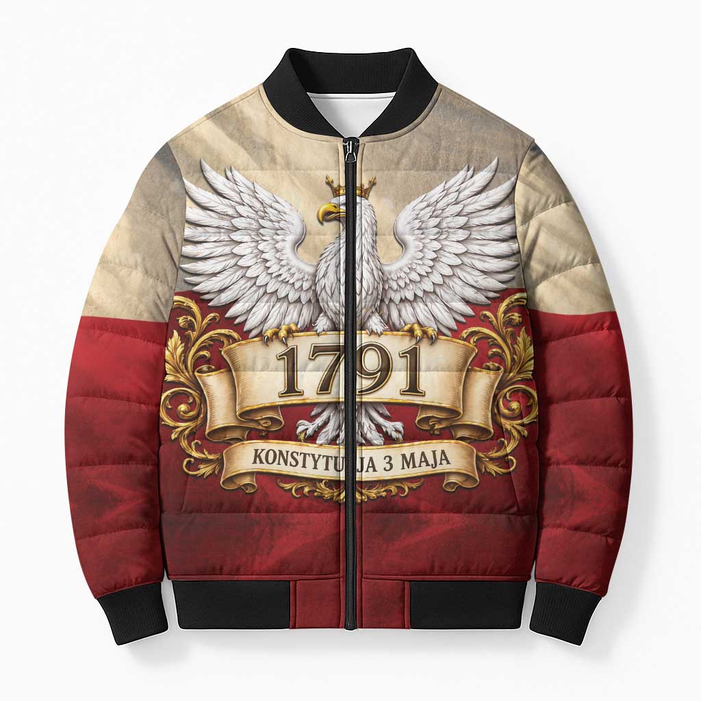 Poland Constitution Day 1791 Bomber Puffer Jacket Polska Konstytucja 3 Maja Pride White Eagle