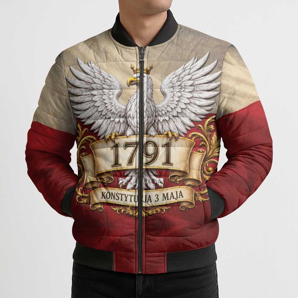Poland Constitution Day 1791 Bomber Puffer Jacket Polska Konstytucja 3 Maja Pride White Eagle