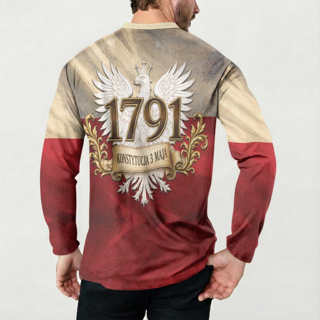 Poland Constitution Day 1791 Button Sweatshirt Polska Konstytucja 3 Maja Pride White Eagle