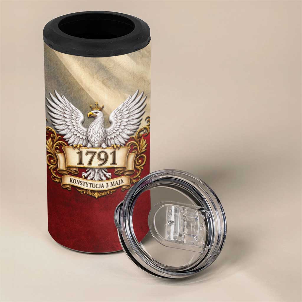 Poland Constitution Day 1791 4 in 1 Can Cooler Tumbler Polska Konstytucja 3 Maja Pride White Eagle