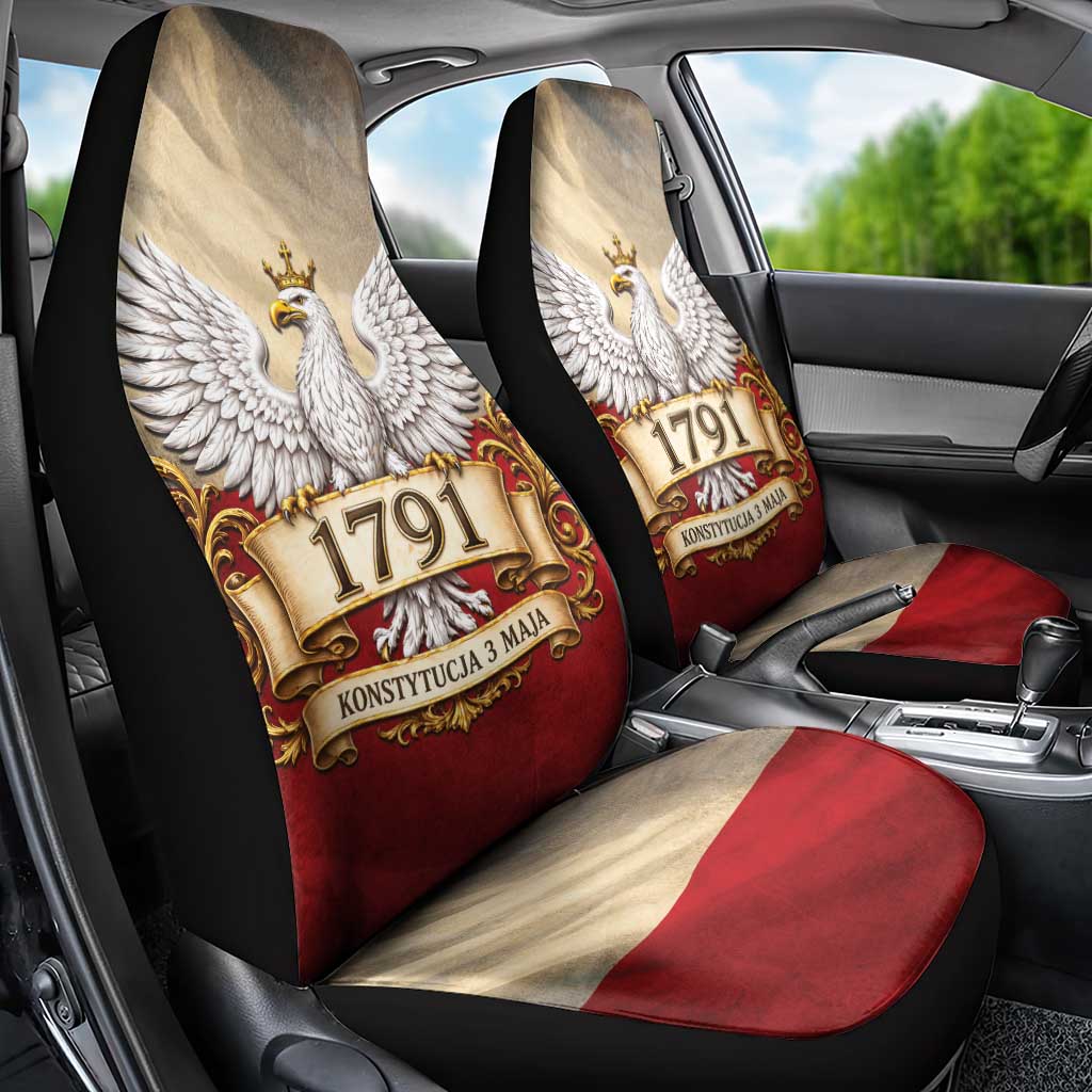 Poland Constitution Day 1791 Car Seat Cover Polska Konstytucja 3 Maja Pride White Eagle