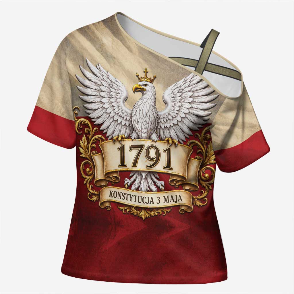 Poland Constitution Day 1791 Cross Shoulder Shirt Polska Konstytucja 3 Maja Pride White Eagle