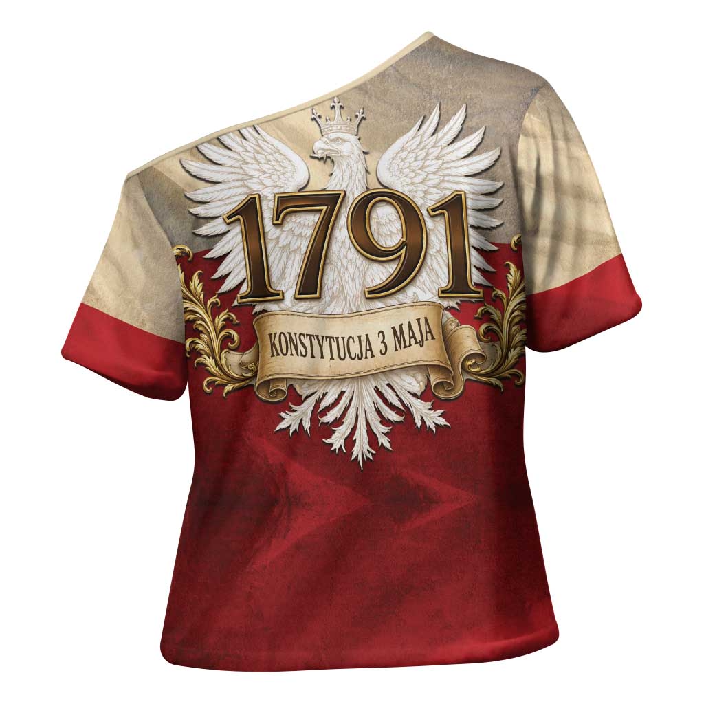 Poland Constitution Day 1791 Cross Shoulder Shirt Polska Konstytucja 3 Maja Pride White Eagle