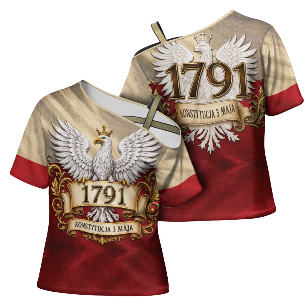 Poland Constitution Day 1791 Cross Shoulder Shirt Polska Konstytucja 3 Maja Pride White Eagle