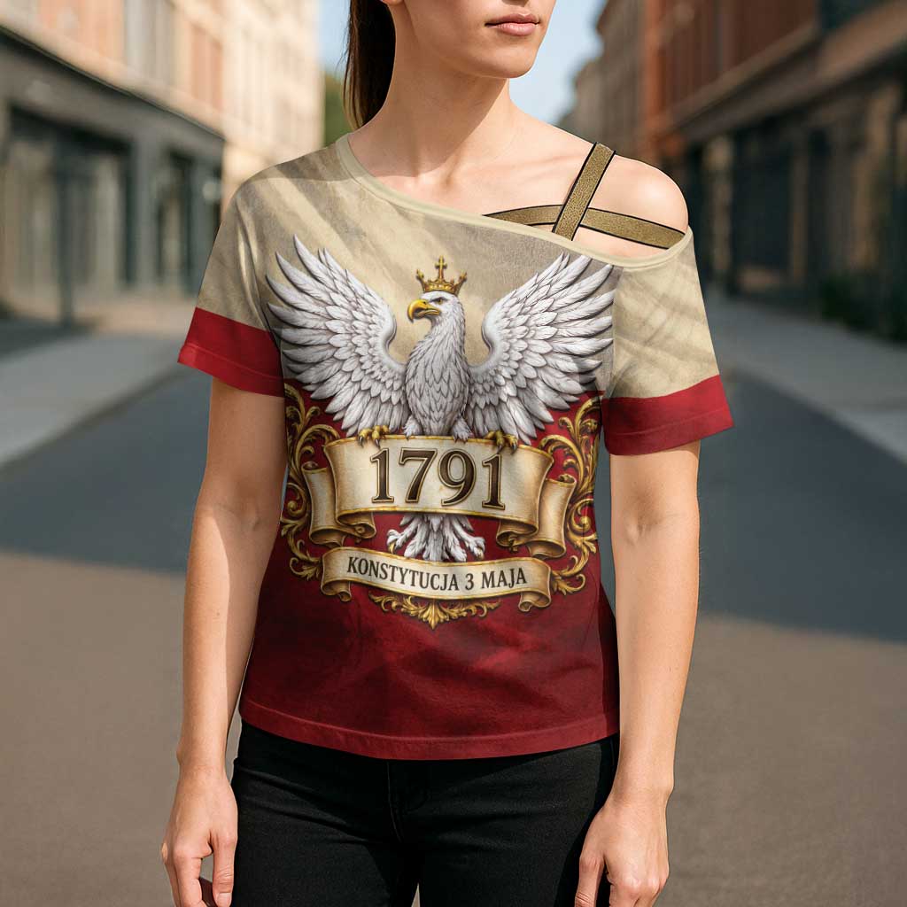 Poland Constitution Day 1791 Cross Shoulder Shirt Polska Konstytucja 3 Maja Pride White Eagle