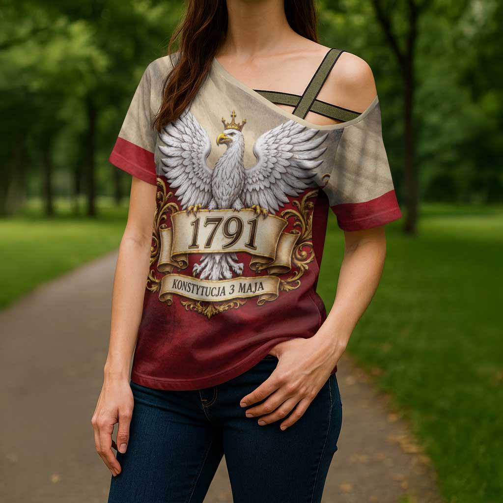 Poland Constitution Day 1791 Cross Shoulder Shirt Polska Konstytucja 3 Maja Pride White Eagle