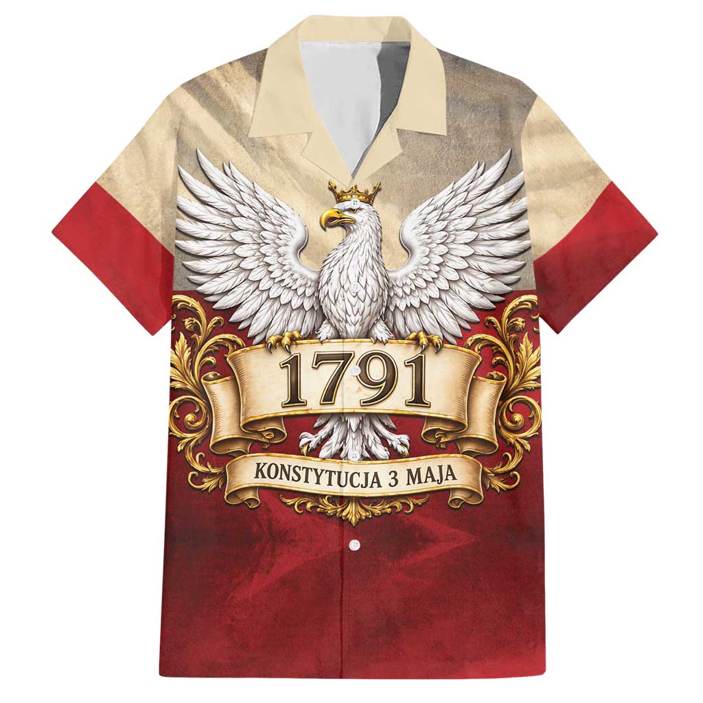 Poland Constitution Day 1791 Hawaiian Shirt Polska Konstytucja 3 Maja Pride White Eagle