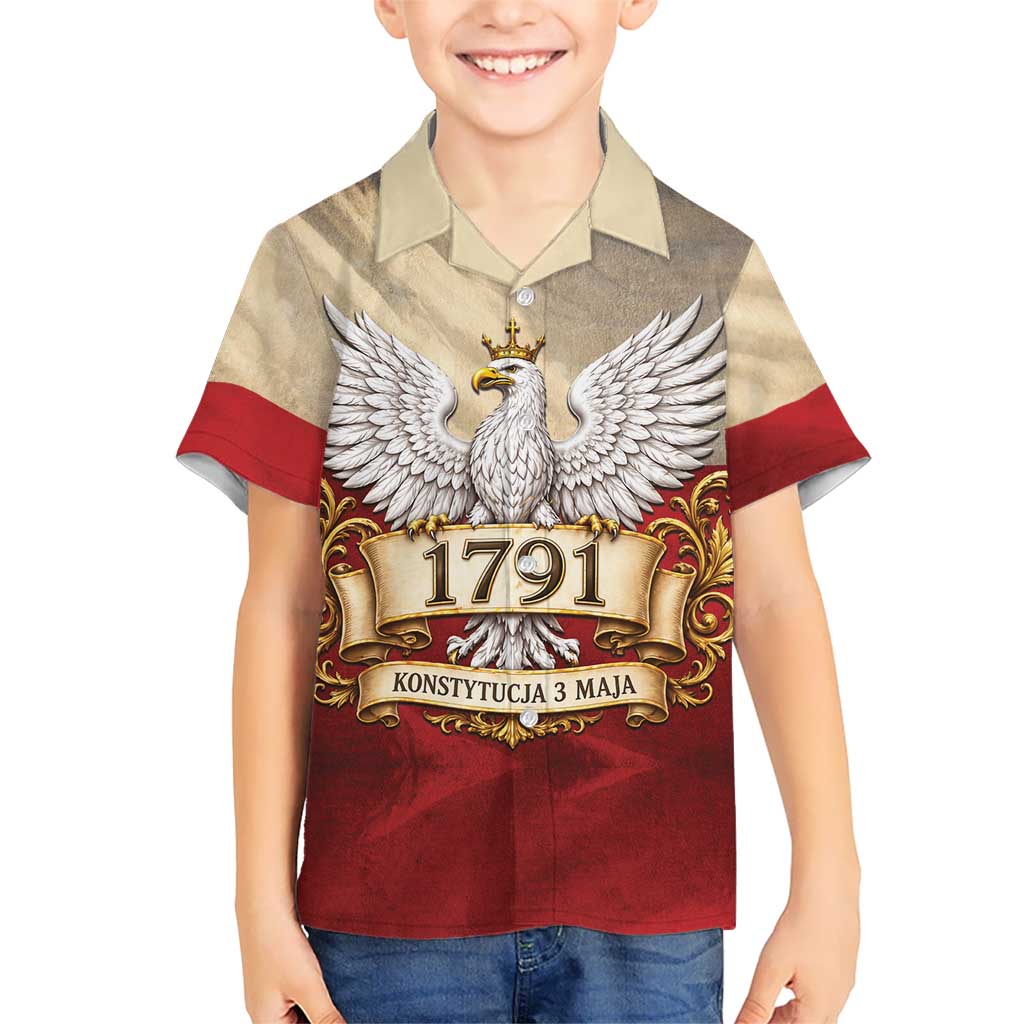 Poland Constitution Day 1791 Hawaiian Shirt Polska Konstytucja 3 Maja Pride White Eagle