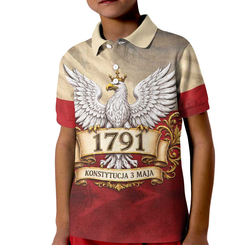 Poland Constitution Day 1791 Kid Polo Shirt Polska Konstytucja 3 Maja Pride White Eagle