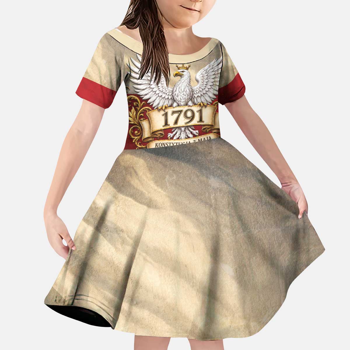 Poland Constitution Day 1791 Kid Short Sleeve Dress Polska Konstytucja 3 Maja Pride White Eagle