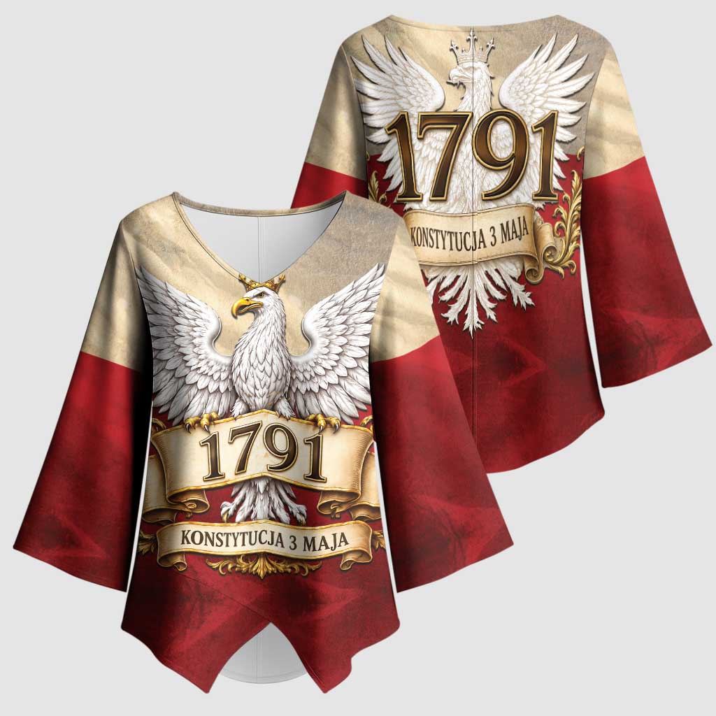 Poland Constitution Day 1791 Kimono Sleeve Blouse Polska Konstytucja 3 Maja Pride White Eagle