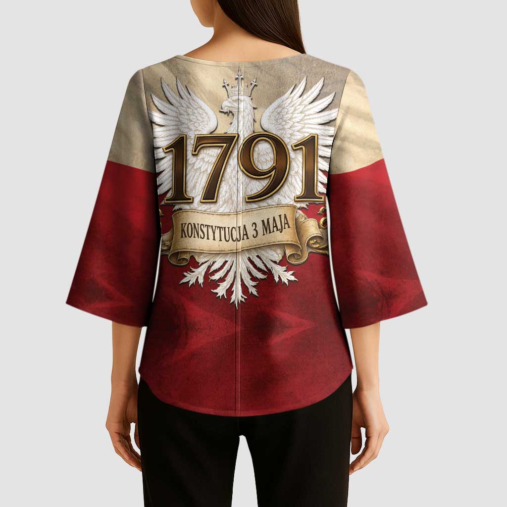 Poland Constitution Day 1791 Kimono Sleeve Blouse Polska Konstytucja 3 Maja Pride White Eagle