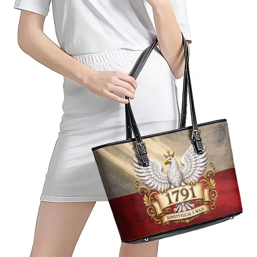 Poland Constitution Day 1791 Leather Tote Bag Polska Konstytucja 3 Maja Pride White Eagle