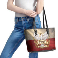 Poland Constitution Day 1791 Leather Tote Bag Polska Konstytucja 3 Maja Pride White Eagle