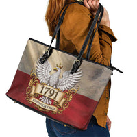 Poland Constitution Day 1791 Leather Tote Bag Polska Konstytucja 3 Maja Pride White Eagle