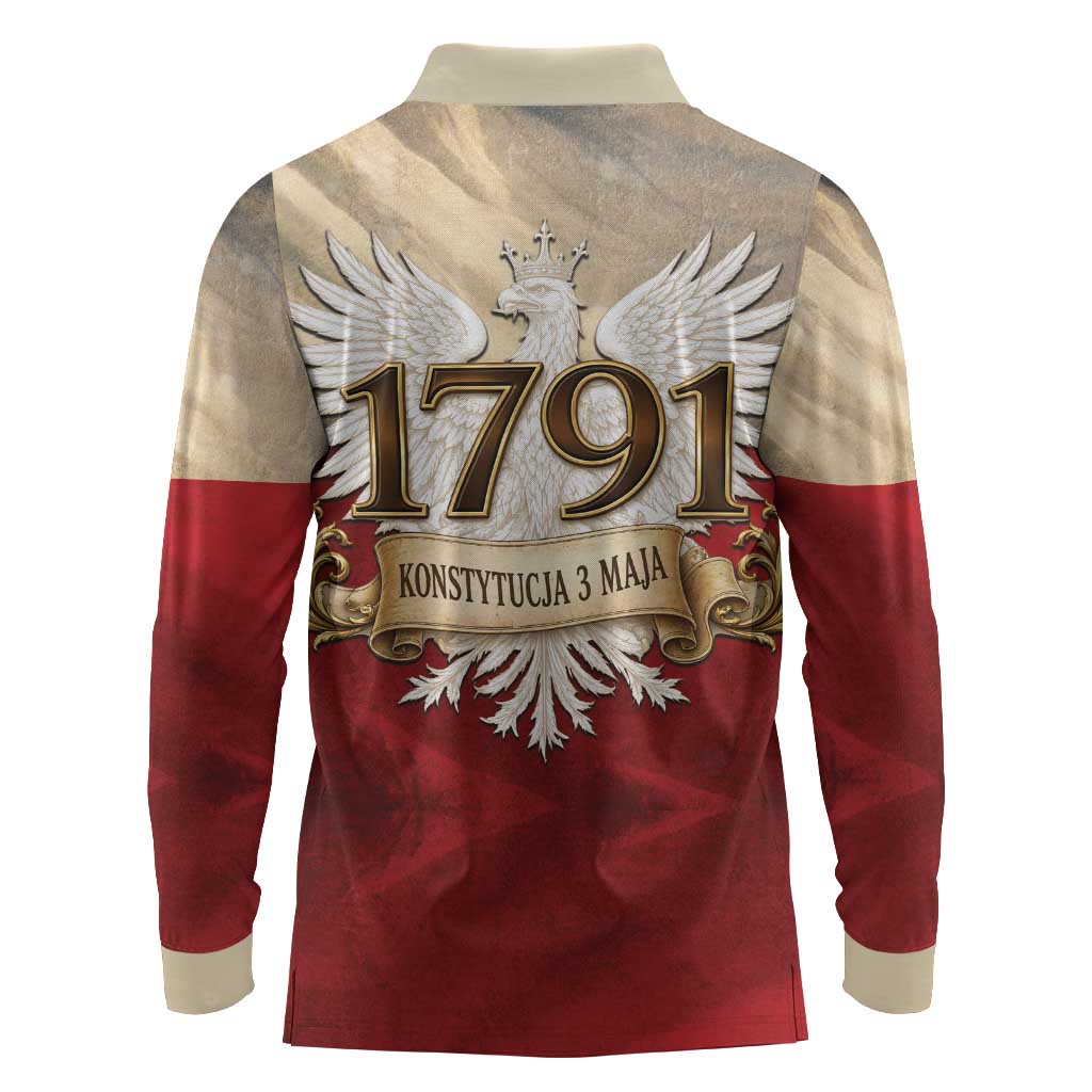 Poland Constitution Day 1791 Long Sleeve Polo Shirt Polska Konstytucja 3 Maja Pride White Eagle