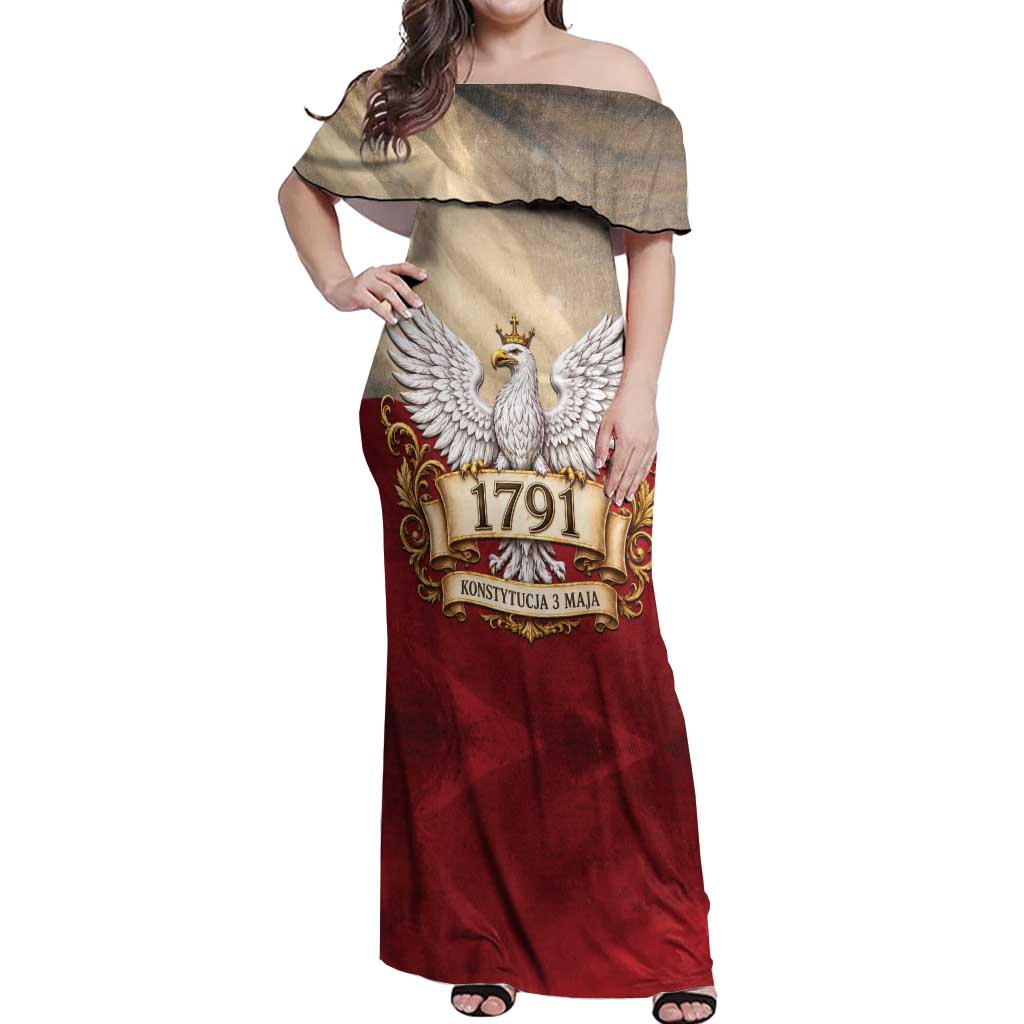 Poland Constitution Day 1791 Off Shoulder Maxi Dress Polska Konstytucja 3 Maja Pride White Eagle