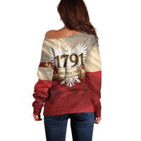 Poland Constitution Day 1791 Off Shoulder Sweater Polska Konstytucja 3 Maja Pride White Eagle