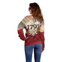 Poland Constitution Day 1791 Off Shoulder Sweater Polska Konstytucja 3 Maja Pride White Eagle