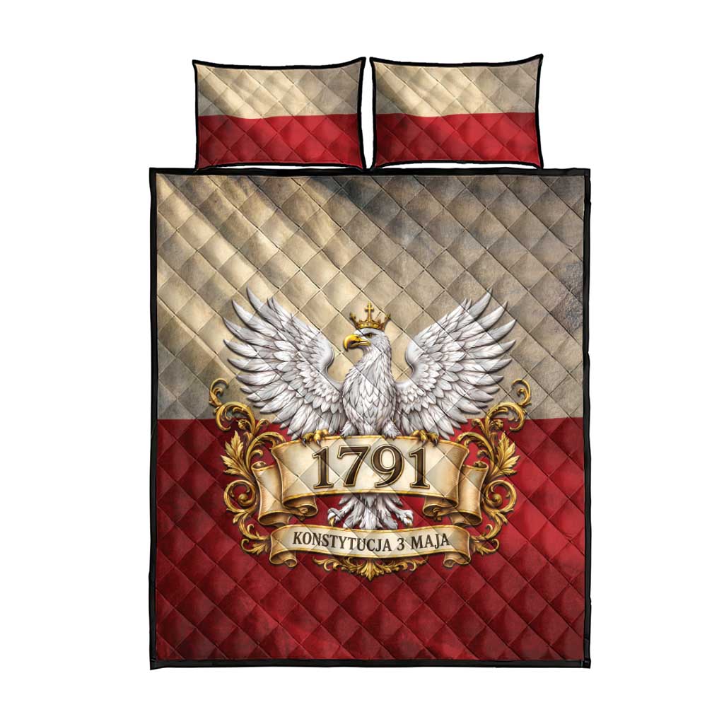 Poland Constitution Day 1791 Quilt Bed Set Polska Konstytucja 3 Maja Pride White Eagle