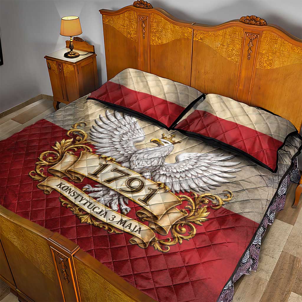 Poland Constitution Day 1791 Quilt Bed Set Polska Konstytucja 3 Maja Pride White Eagle