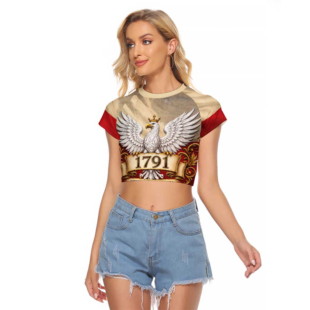 Poland Constitution Day 1791 Raglan Cropped T Shirt Polska Konstytucja 3 Maja Pride White Eagle