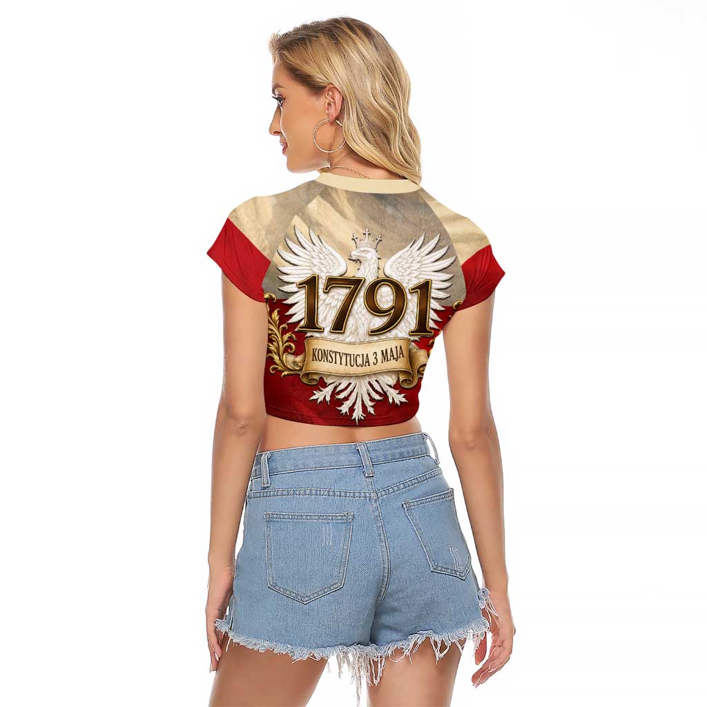 Poland Constitution Day 1791 Raglan Cropped T Shirt Polska Konstytucja 3 Maja Pride White Eagle
