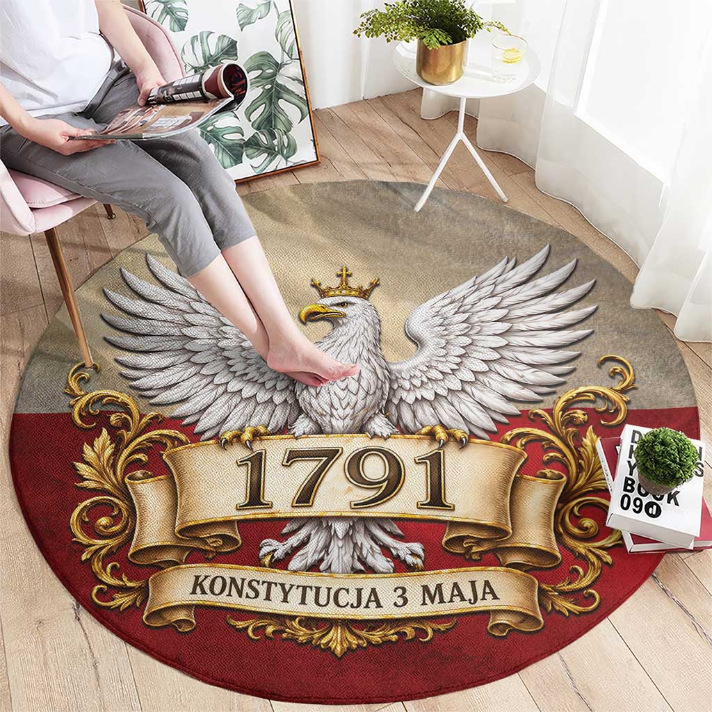 Poland Constitution Day 1791 Round Carpet Polska Konstytucja 3 Maja Pride White Eagle