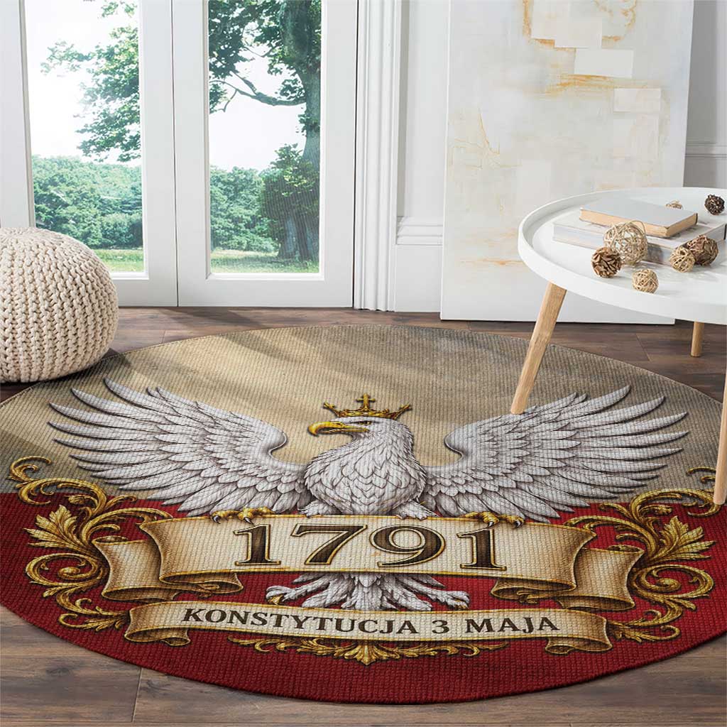 Poland Constitution Day 1791 Round Carpet Polska Konstytucja 3 Maja Pride White Eagle