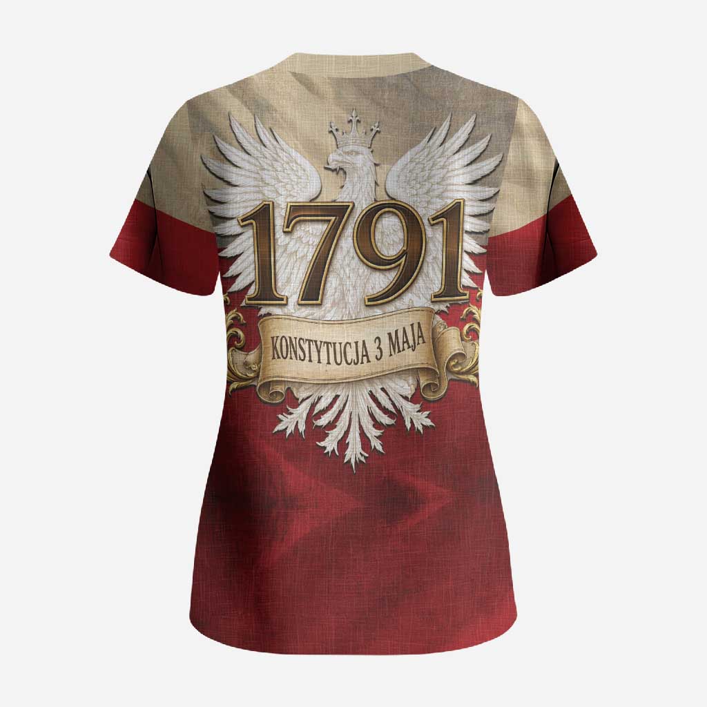 Poland Constitution Day 1791 Scrub Top Polska Konstytucja 3 Maja Pride White Eagle